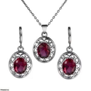 Oval Flower Pendant Set
